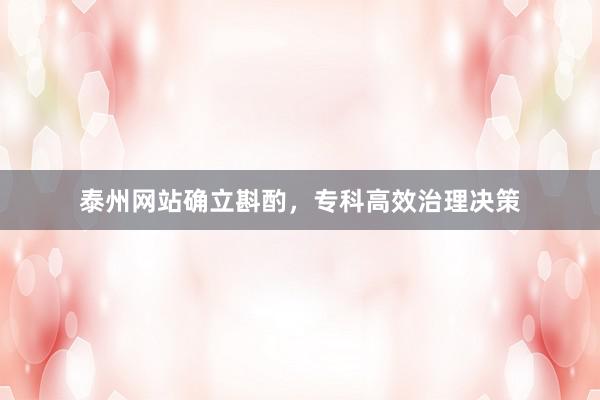 泰州网站确立斟酌，专科高效治理决策